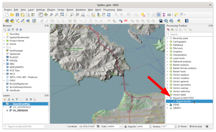 Run the qgis2fds plugin