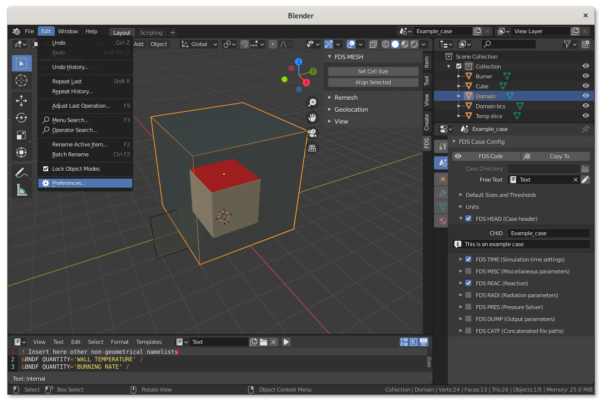 Quickstart - BlenderFDS