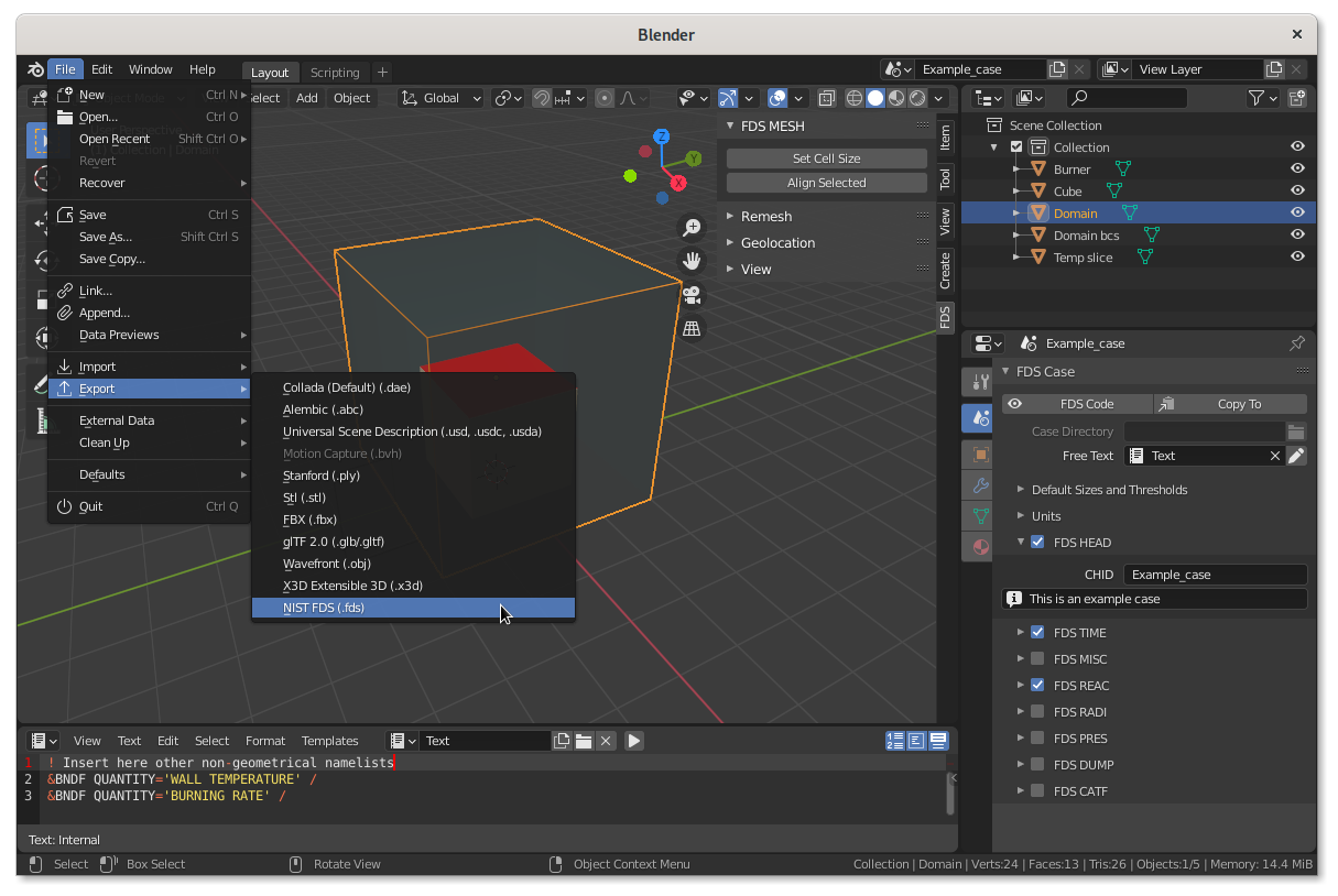 Quickstart - BlenderFDS